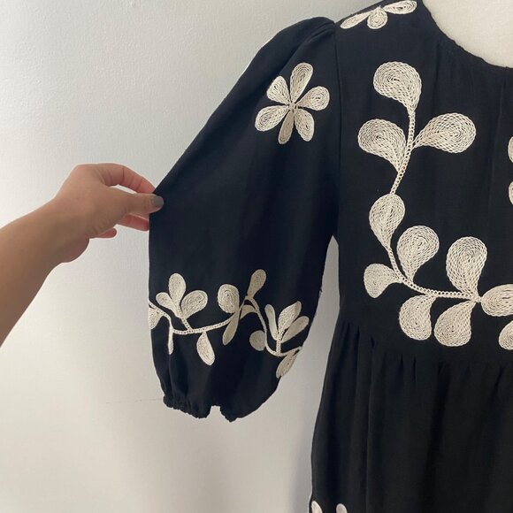 Caroline Constas Embroidered Puff Sleeve Floral Maxi Dress - Picture 4 of 9